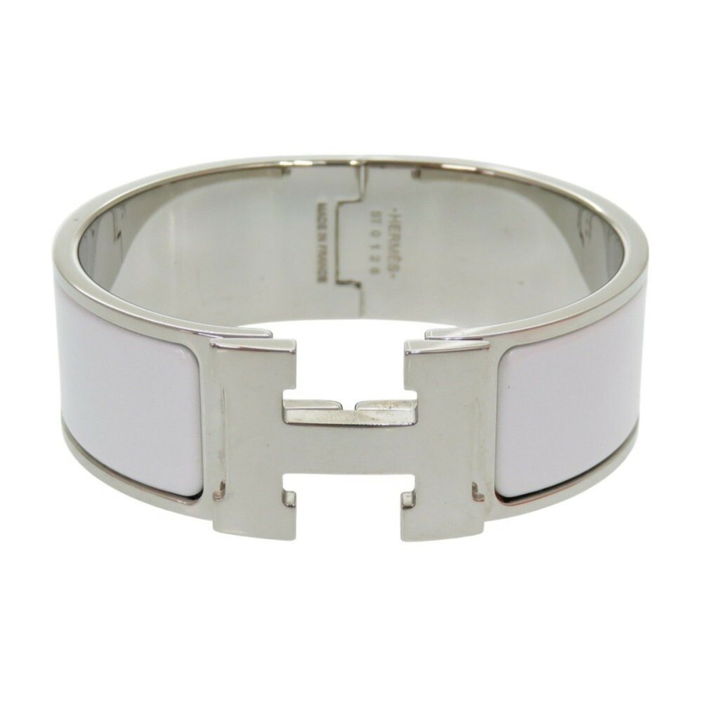 Hermes H Motif Click Clack Gm Bracelet Metal Whit… - image 2